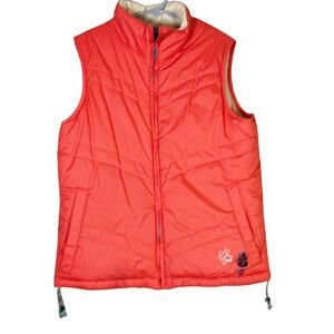 Burton Kids Puffer Vest Coral Pink Embroidered Butterflies Size L‎ 10 12